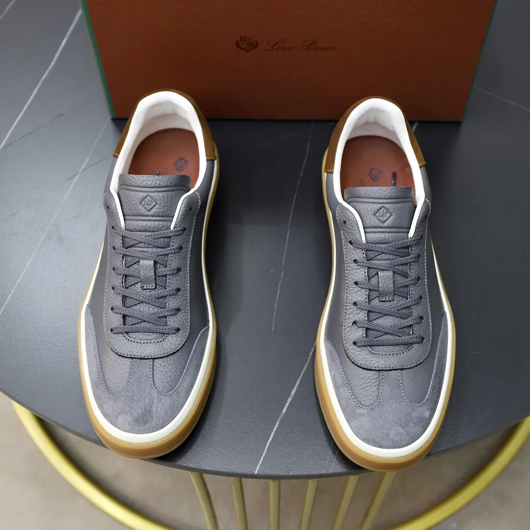 Men's Men's Shoes💰540💰••New Products•• LoroPian*_Noyo-Pianya New men's casual moral training sneakers, LP lace-up casual shoes!  Made of original imported soft cowhide and suede fabric, it highlights the sporty style. The heel is decorated with logo embossing and the original molding. The raw rubber translucent sole combined with the color welt adds a sense of modernity to the shoe. The shoe is overall refreshing and easy to match with style. It has a full cowhide lining for the feet. The original box packaging at the counter comes with wooden balls and a dust bag! Size: 38-44 (.45 customized)